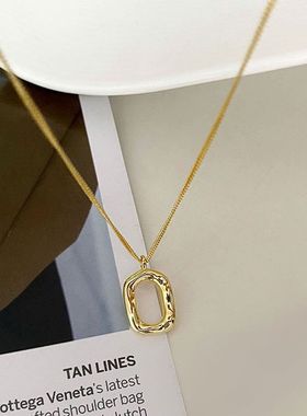 纯银S925轻奢圈椭圆形几何吊坠