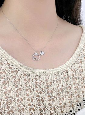 纯银项链吉象卡套可爱动物形象