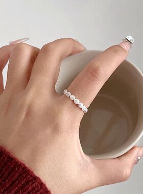 戒指戒指s925气质女浪漫纯银花朵玫瑰花ins甜美满圈设计法式开口