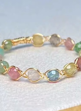 手工送女闺蜜包金戒指厂家碧玺