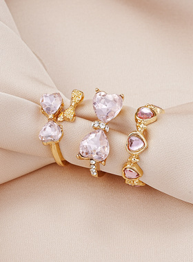 new fashion Colored gemstone diamond index finger rings set