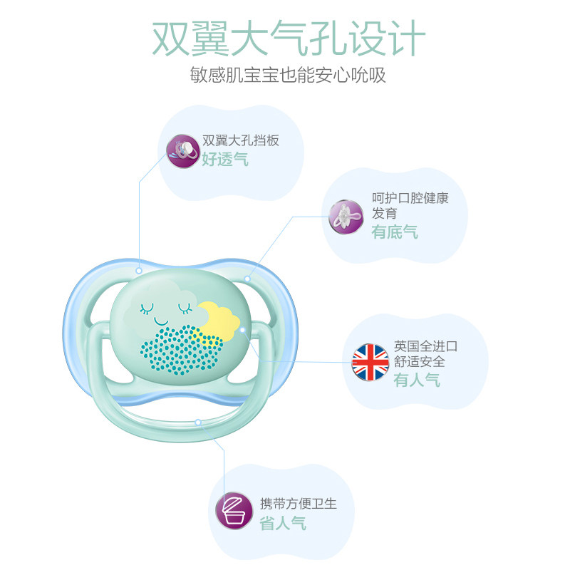 飞利浦新安怡轻盈透气新生宝宝奶嘴 新安怡九楚腾奶嘴/安抚奶嘴