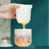 Jade porcelain travel tea set portable outdoor camping quick cup tea set one pot three cups storage bag