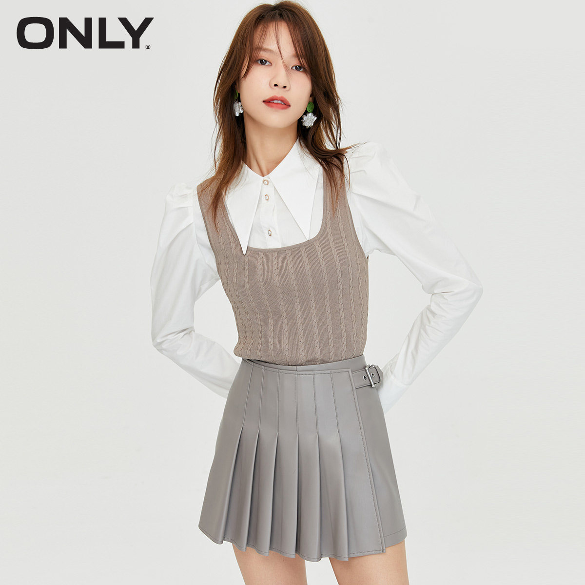 only奥莱春季百褶裙pu短裤休闲裤 ONLYoutlets店休闲裤