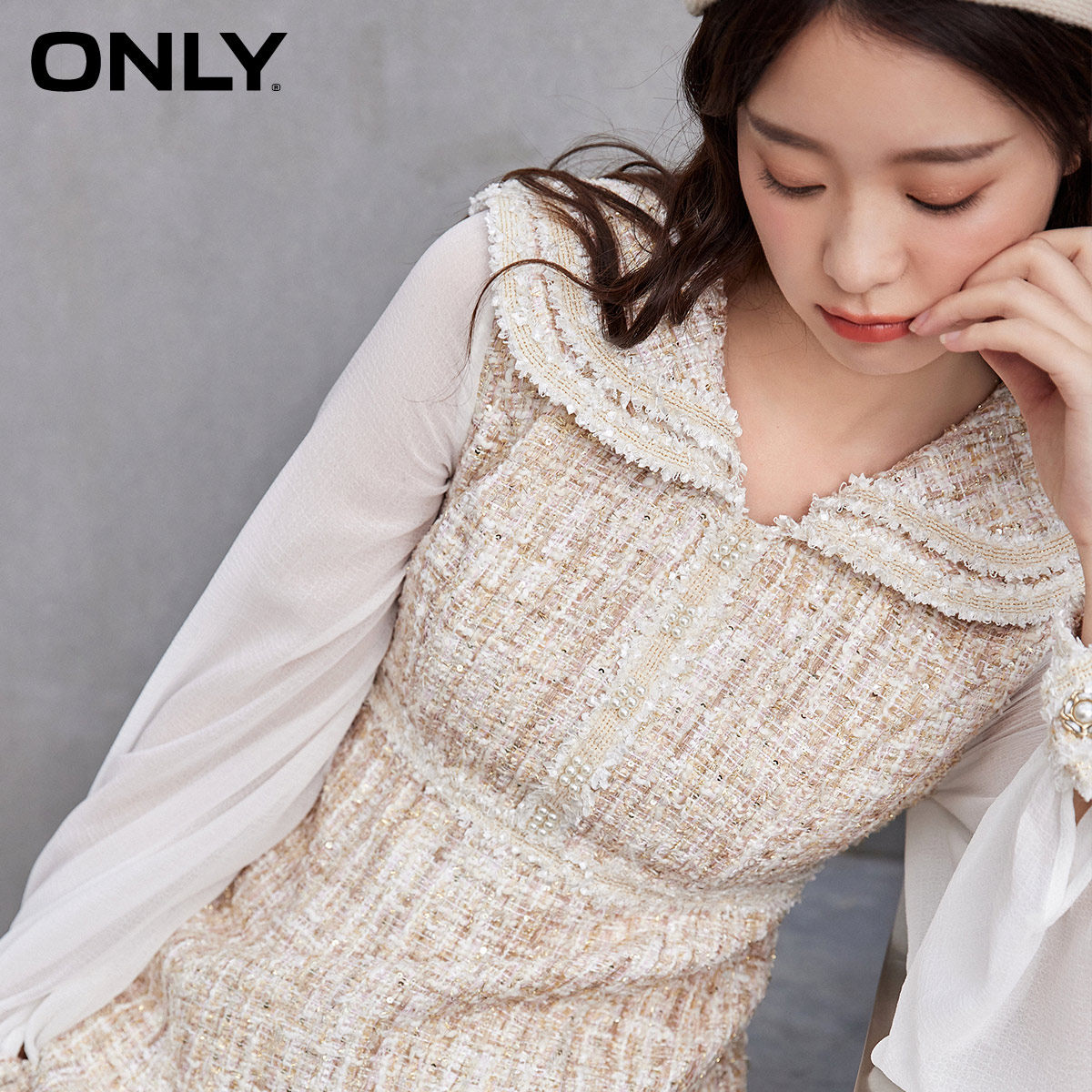 only2021冬季新款气质小香风连衣裙 ONLYoutlets店连衣裙