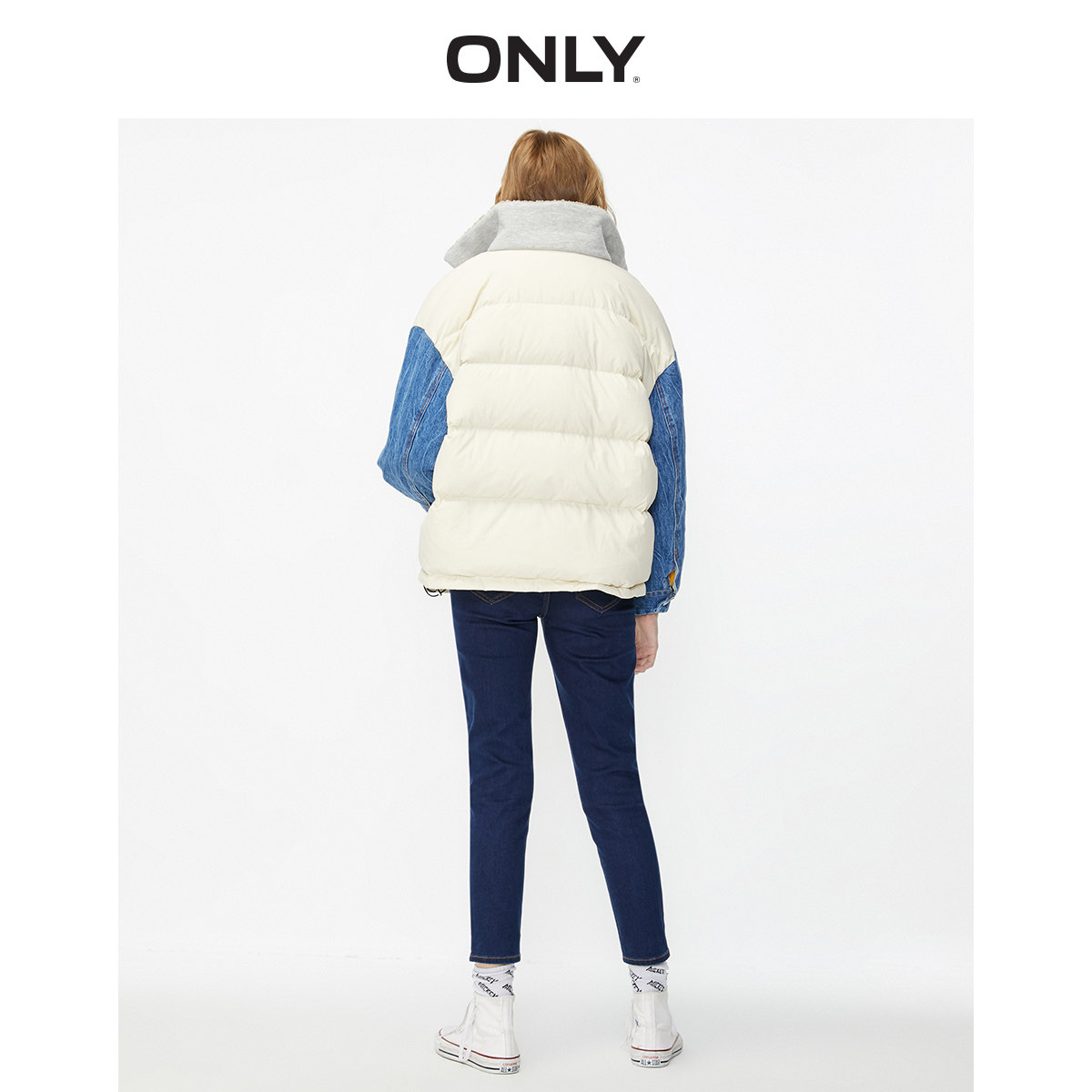 only奥莱秋季新款假两件拼接羽绒服 ONLYoutlets店羽绒服