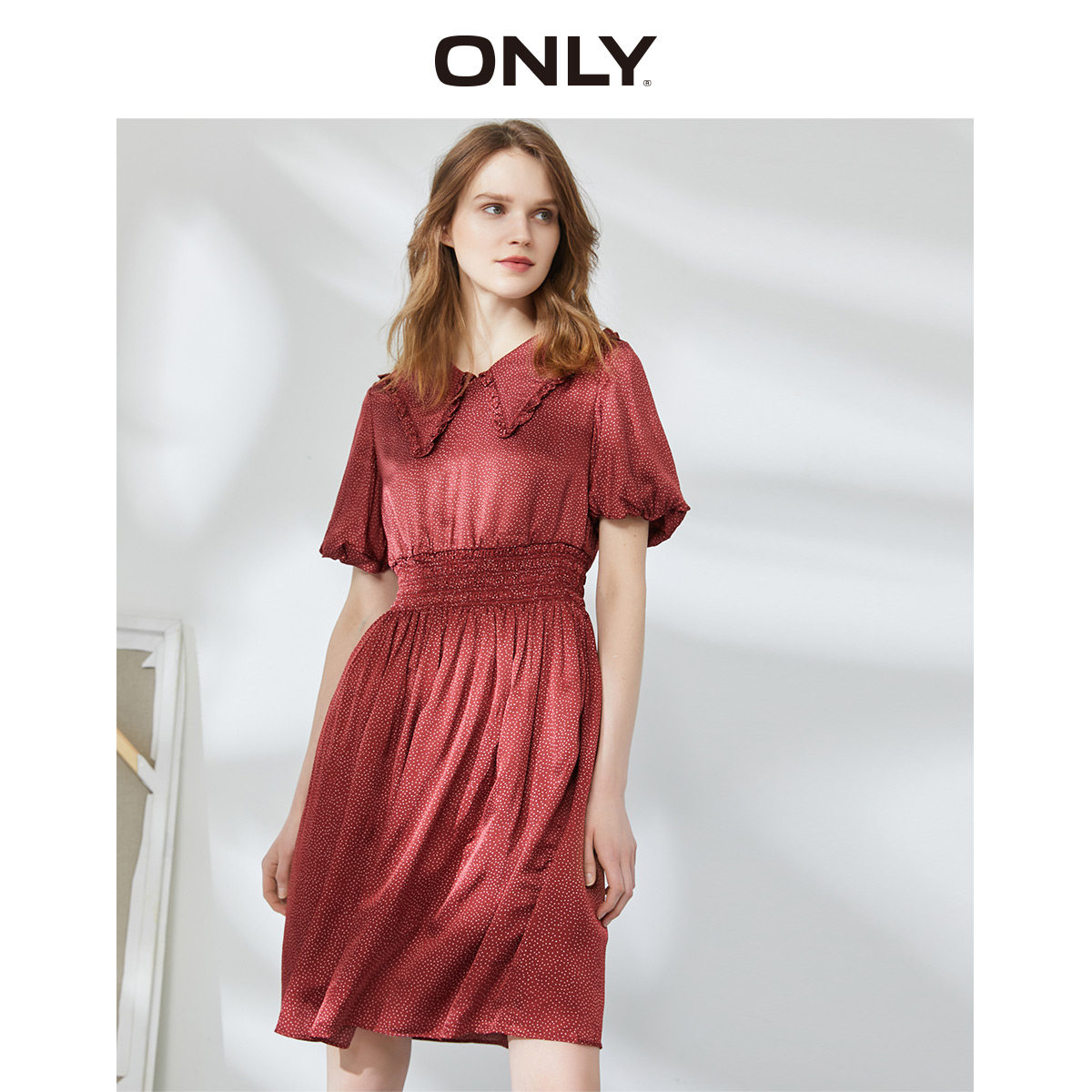 only奥莱春季娃娃领泡泡袖连衣裙 ONLYoutlets店连衣裙