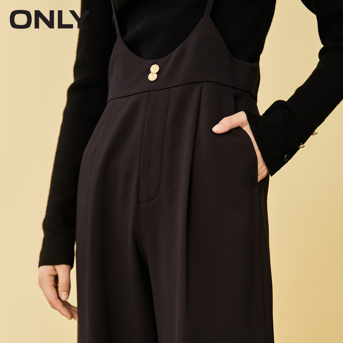 only2021冬季新款潮流黑色休闲裤 ONLYoutlets店休闲裤