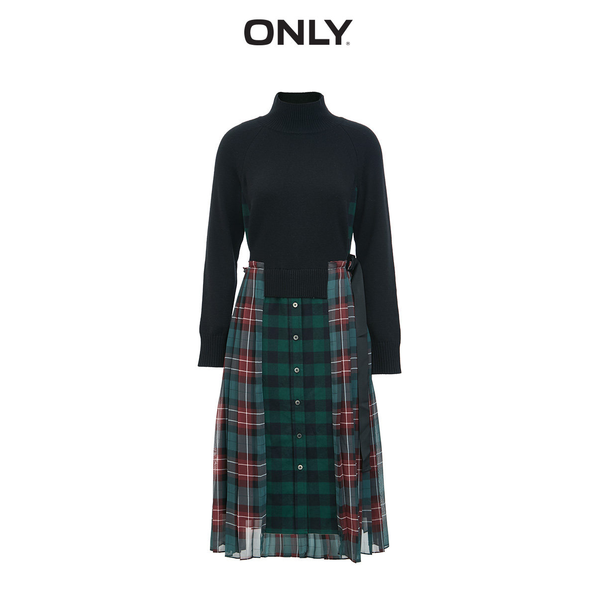 only奥莱秋季新款格纹针织连衣裙 ONLYoutlets店连衣裙