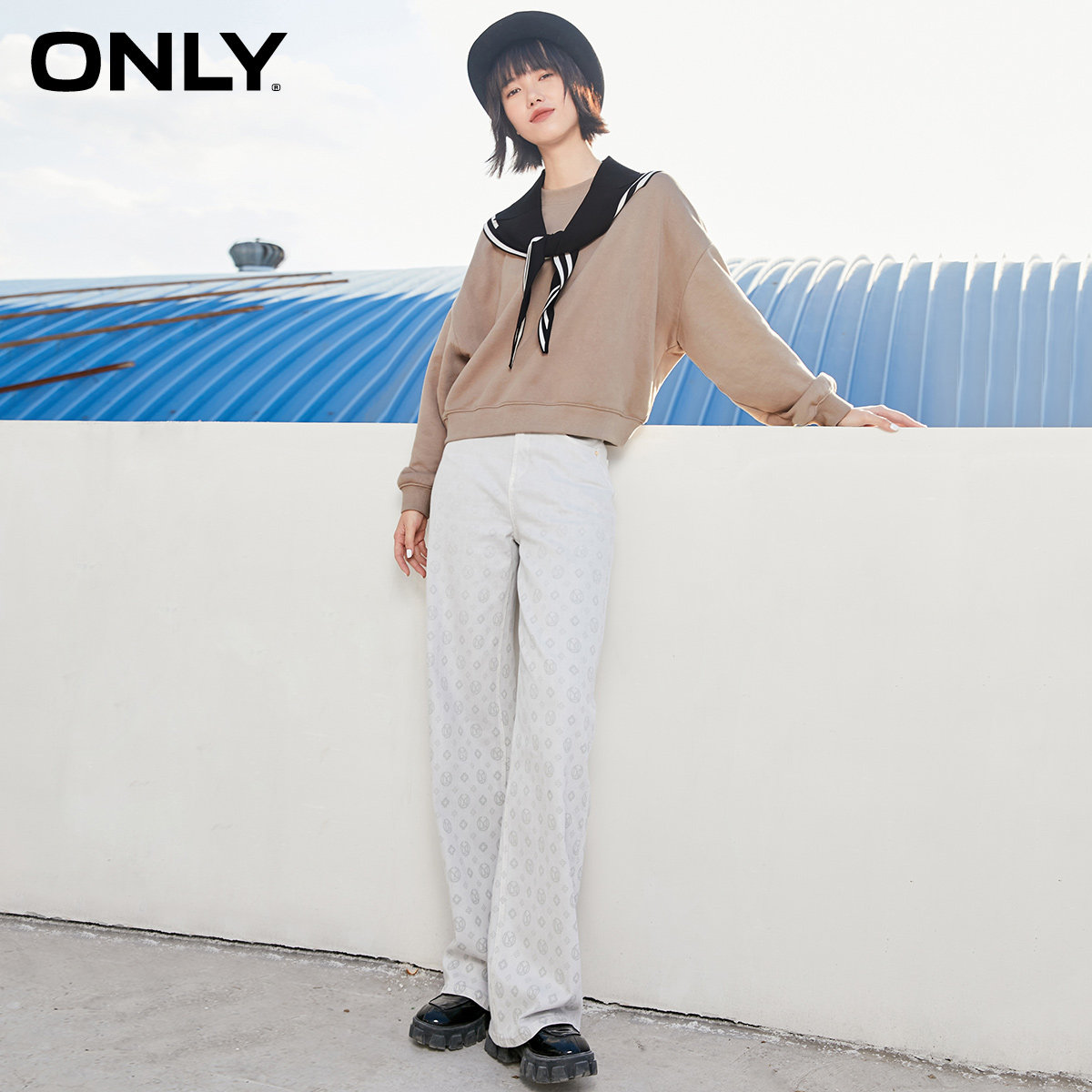 only2021秋季新款圆领纯色百搭卫衣 ONLYoutlets店卫衣/绒衫