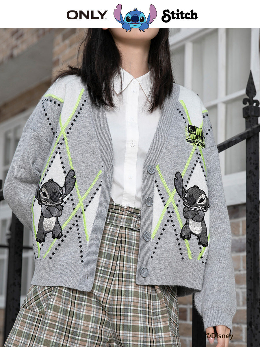 only2021迪士尼史迪奇联名女针织衫 ONLYoutlets店毛针织衫