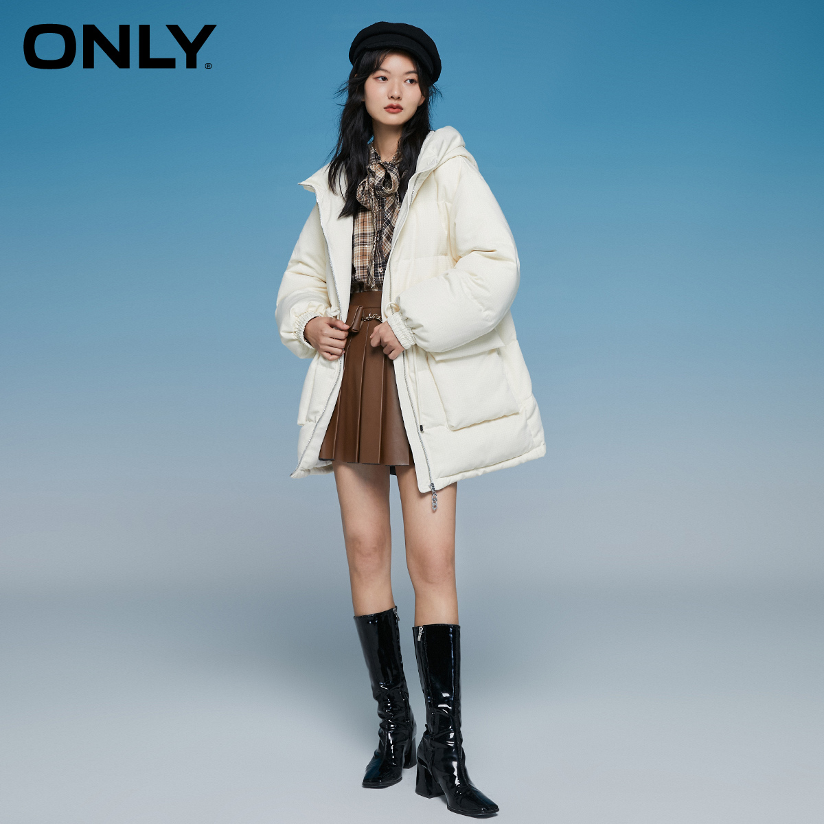 only2021冬季新款90绒连帽羽绒服 ONLYoutlets店羽绒服