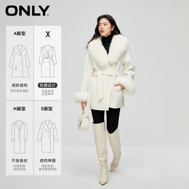 Winter golden style double-sided woolen collar mid-length woolen coat for women