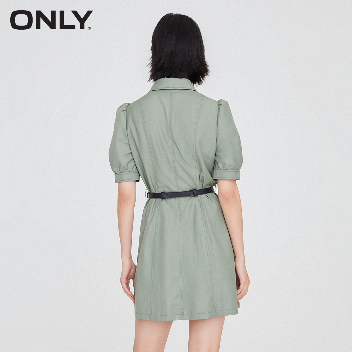 only奥莱春季收腰短款小众大衬衫 ONLYoutlets店连衣裙