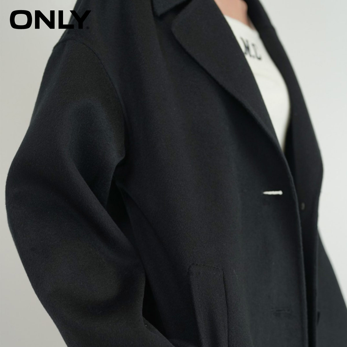 only奥莱春季新款西装领h版大衣 ONLYoutlets店毛呢外套