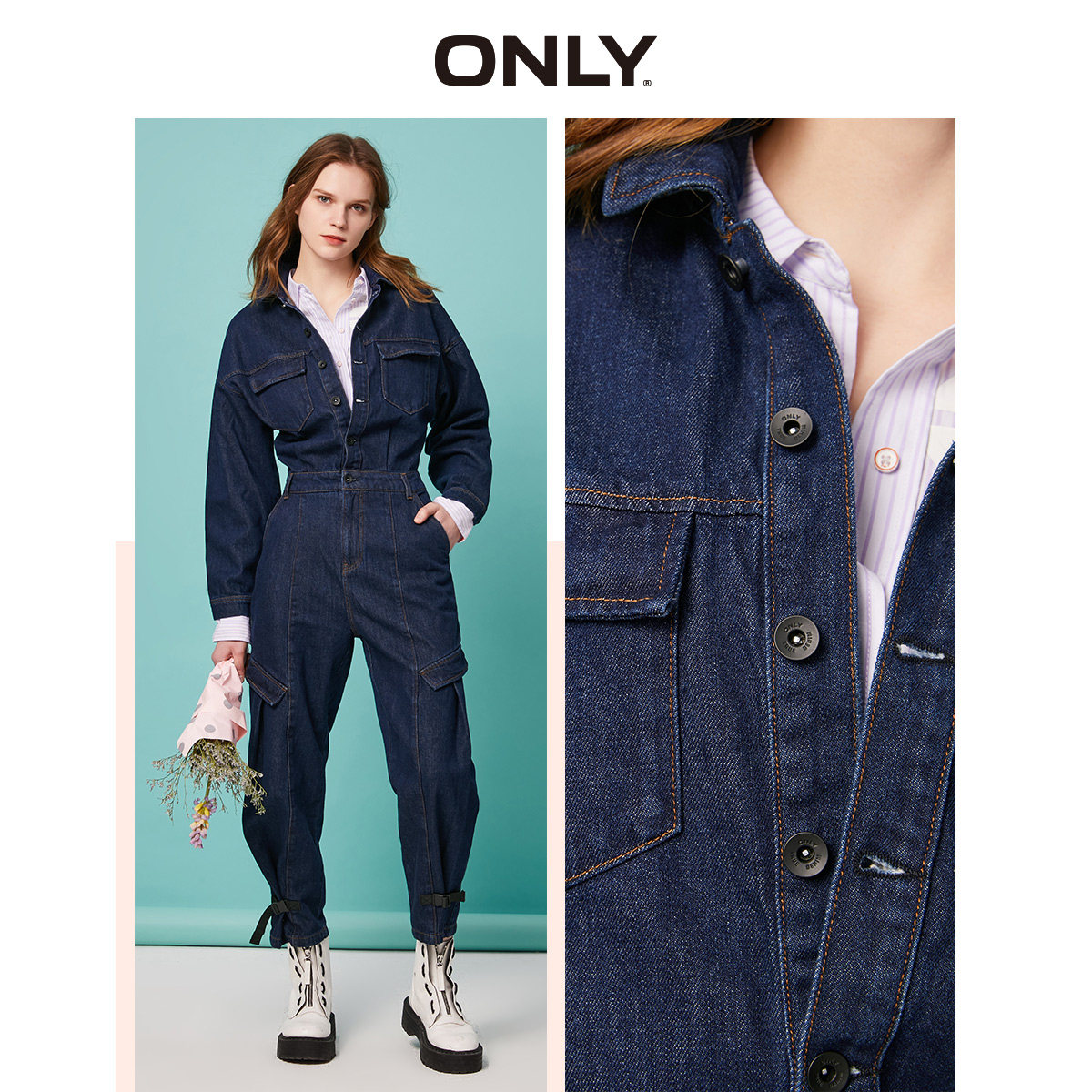 only夏季新款纯棉欧美修身连体裤 ONLYoutlets店休闲裤