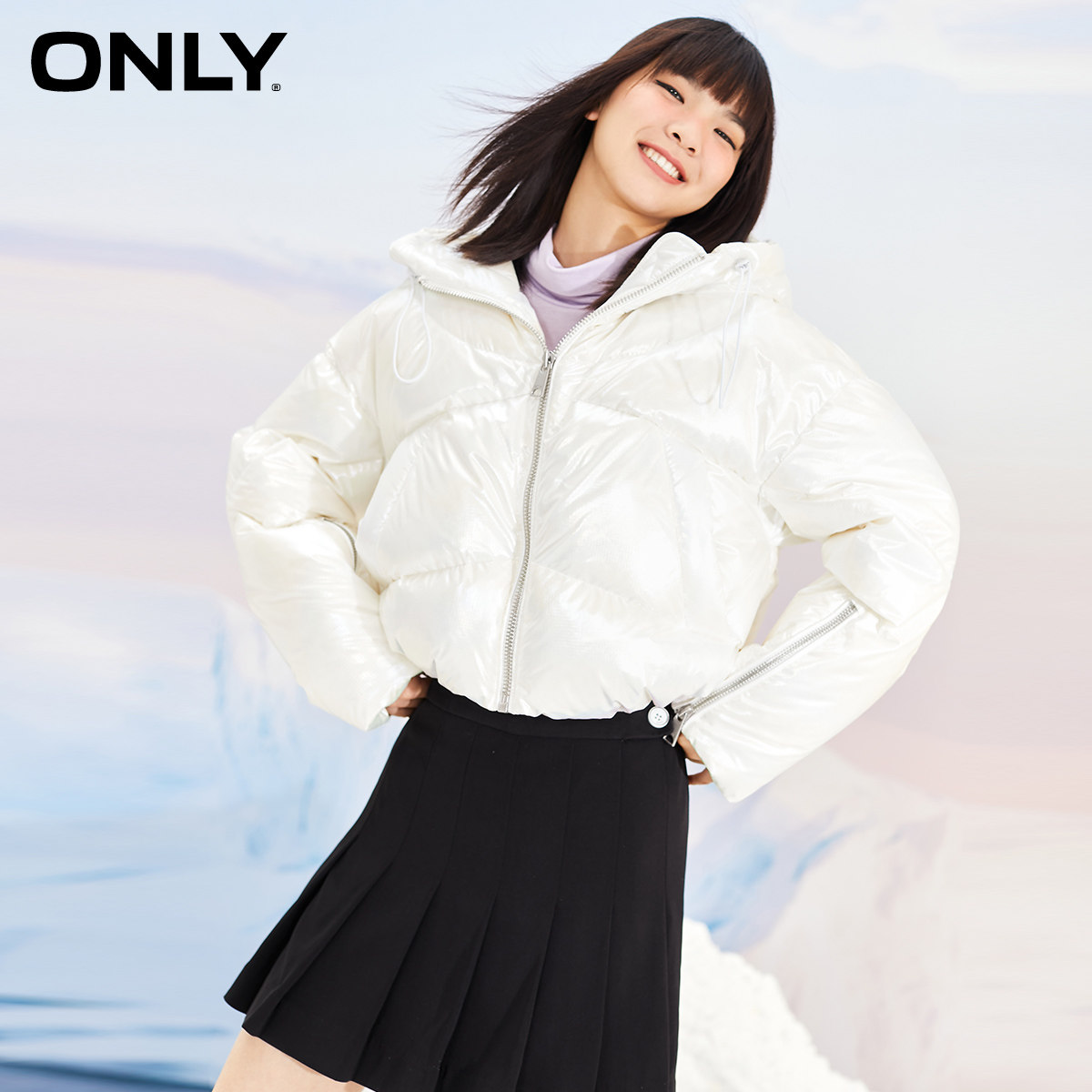 only奥莱冬季亮面短款宽松羽绒服 ONLYoutlets店羽绒服