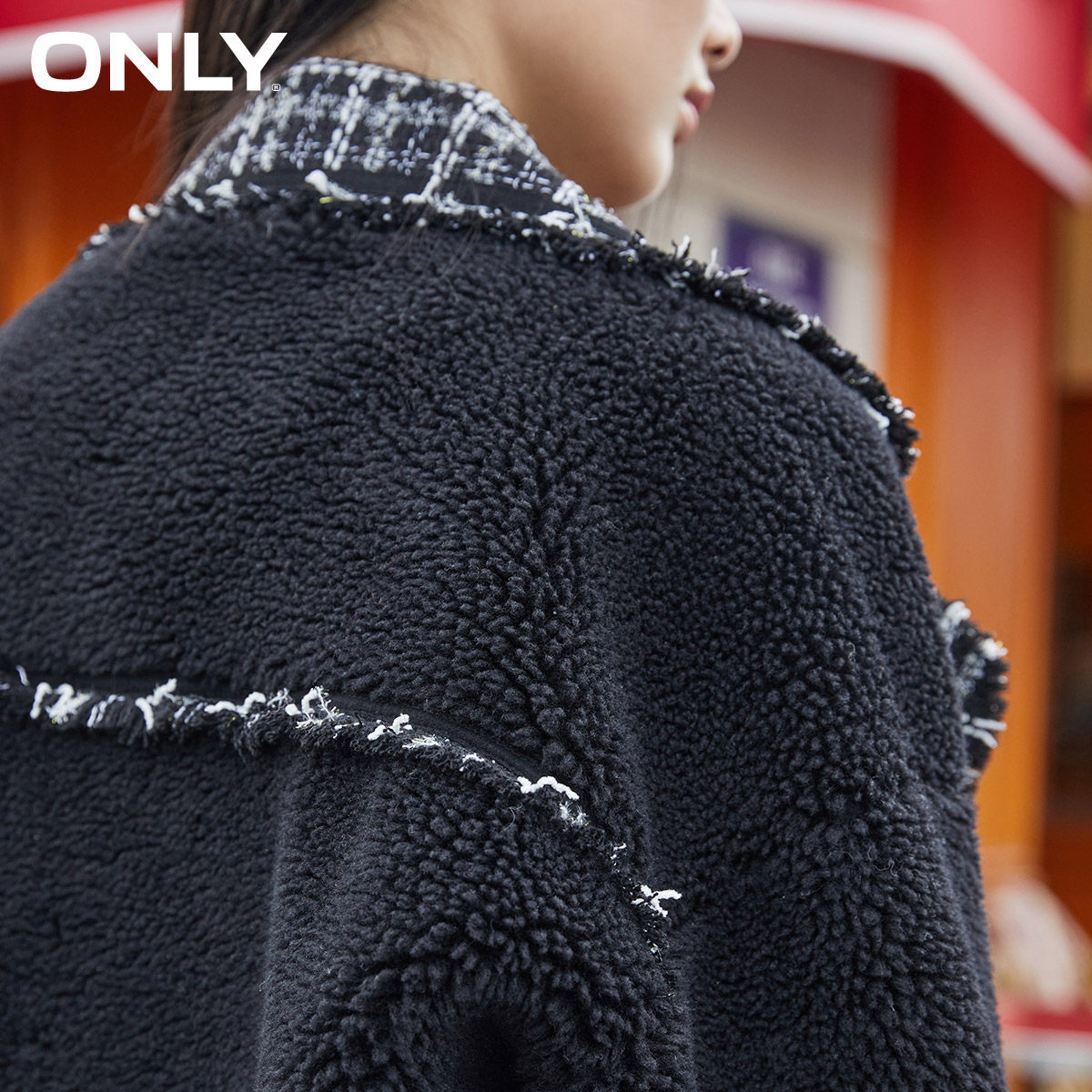 only奥莱秋季潮流小香风毛外套夹克 ONLYoutlets店皮衣