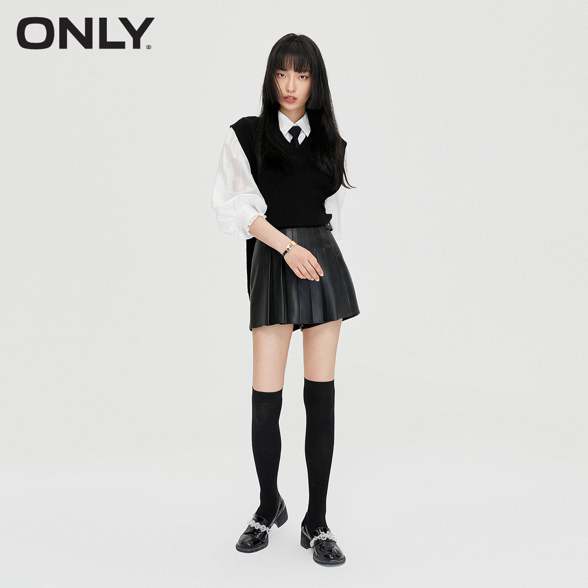 only奥莱春季百褶裙pu短裤休闲裤 ONLYoutlets店休闲裤