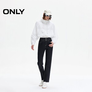 ONLY2026春季新款撞色高腰修身利落挺括直筒直筒裤九分裤牛仔裤女