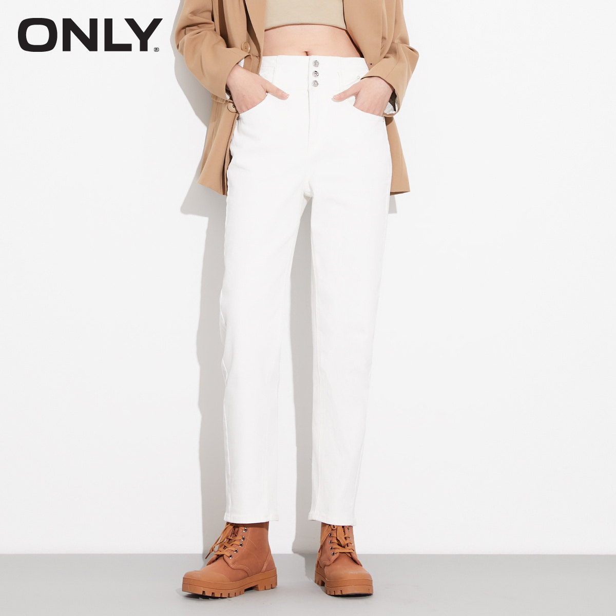 only奥莱春季新款高腰哈伦牛仔裤 ONLYoutlets店牛仔裤