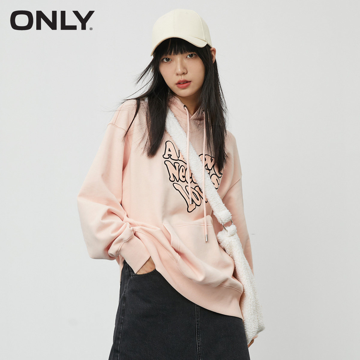 only奥莱2021冬季新款爱心字母卫衣 ONLYoutlets店卫衣/绒衫