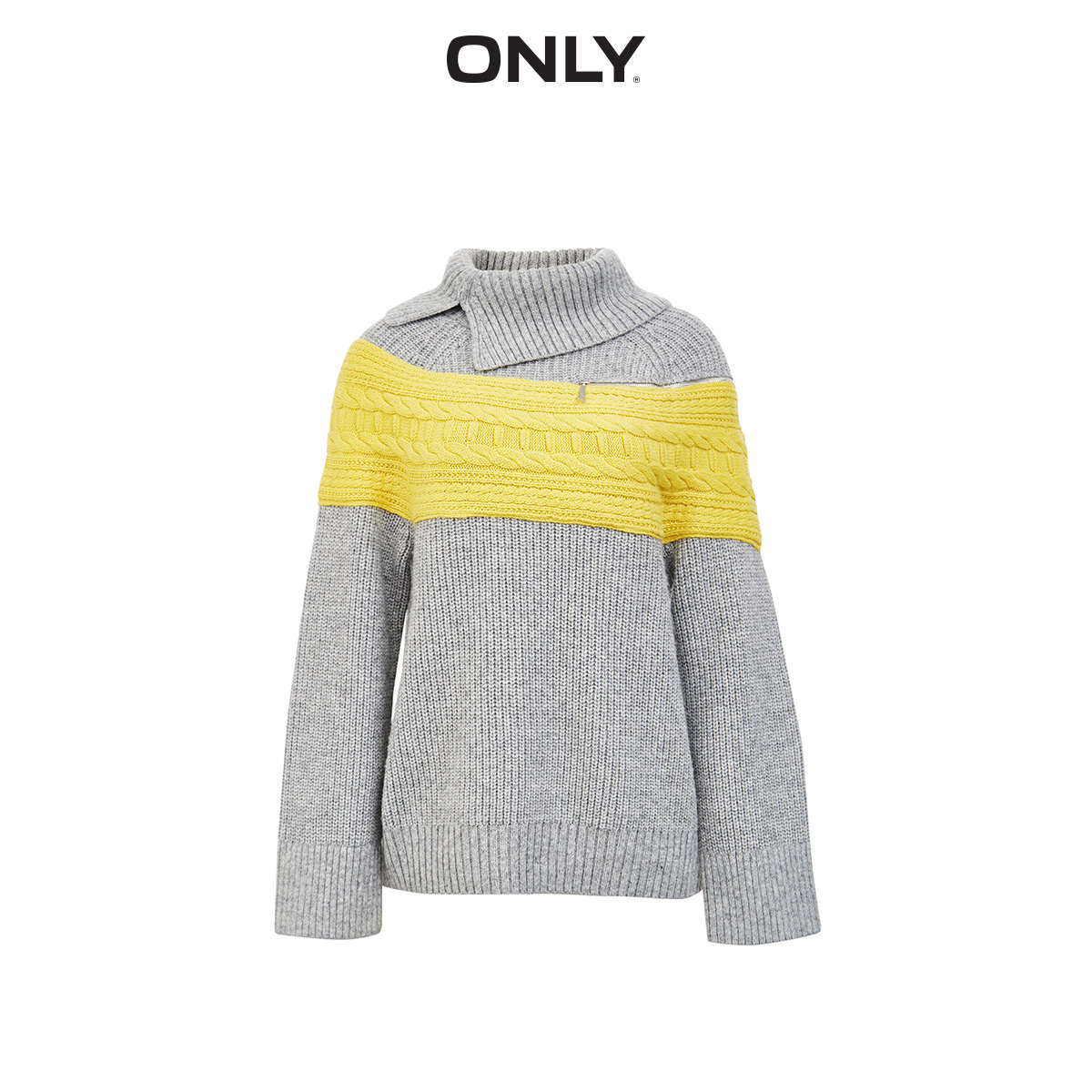 only奥莱秋季新款洋气撞色拼接毛衣 ONLYoutlets店毛衣