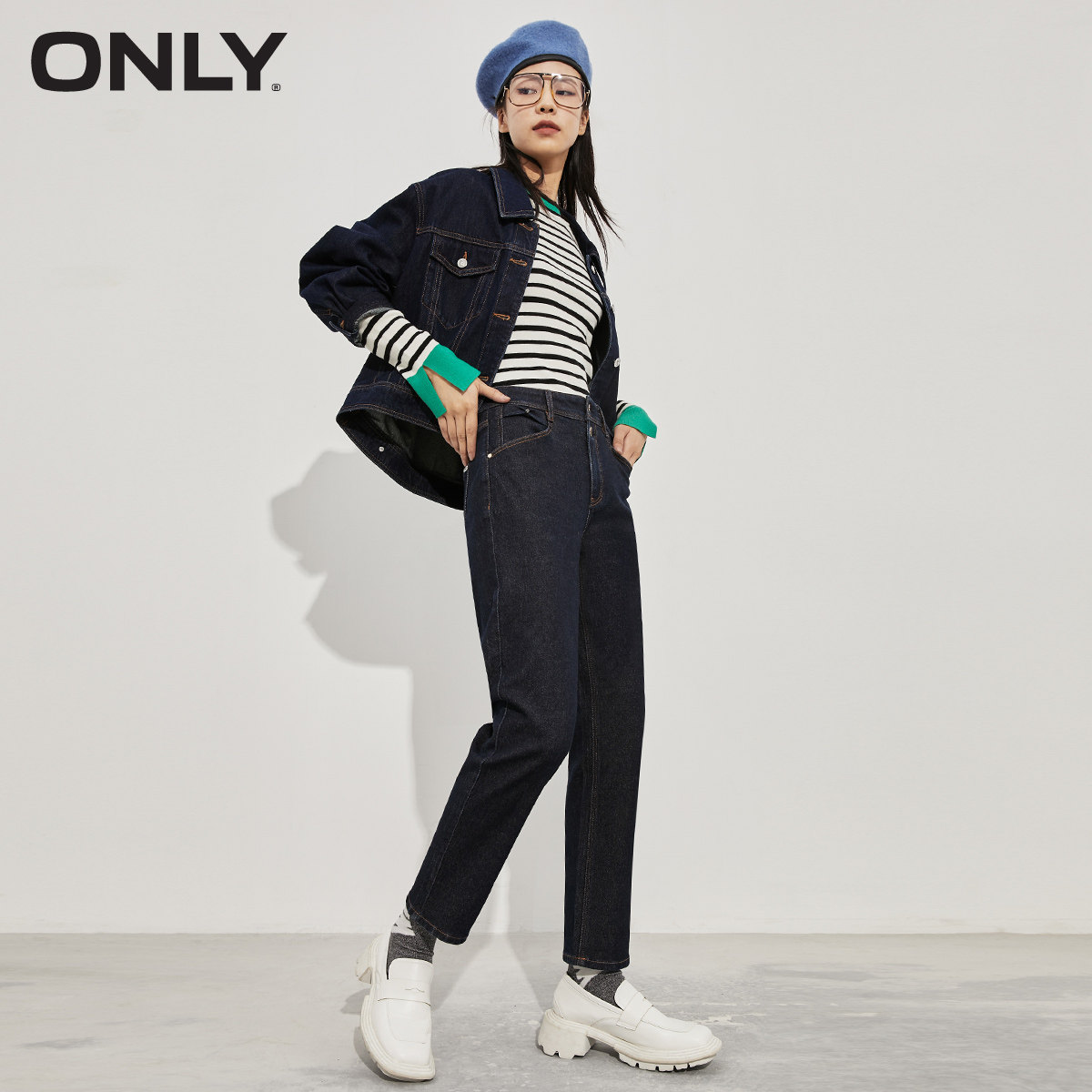 only2021冬季新款云朵棉面料牛仔裤 ONLYoutlets店牛仔裤