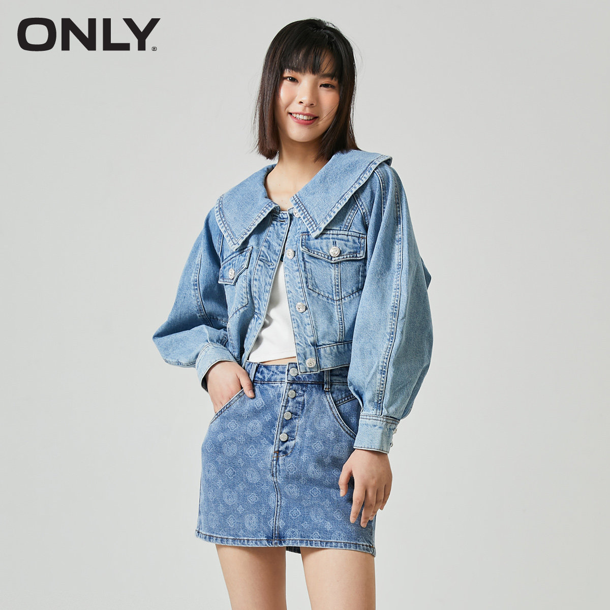 only2021冬季新款气质娃娃领风衣 ONLYoutlets店短外套