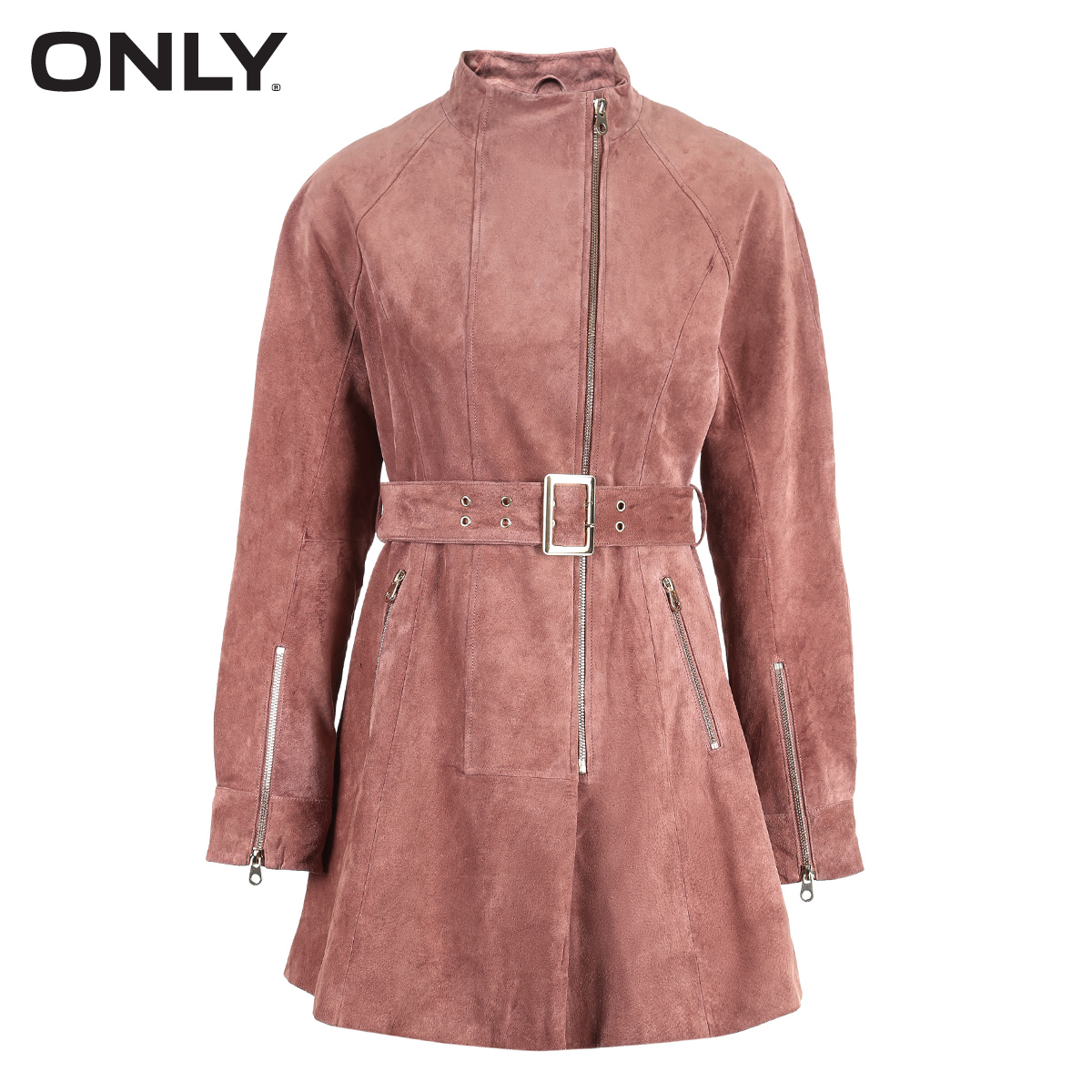 only春季新款绒面收腰休闲皮衣 ONLYoutlets店皮衣
