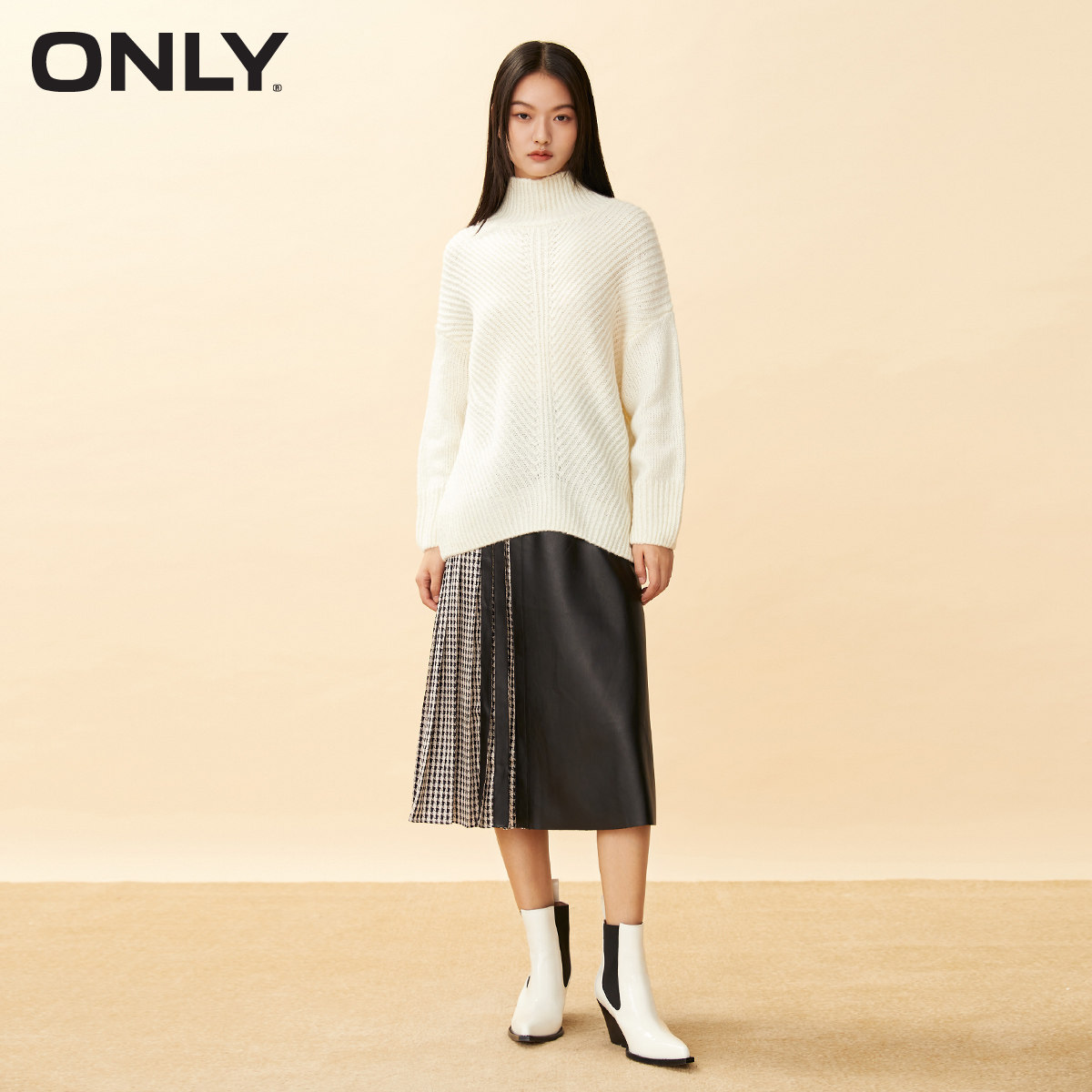 only2021冬季新款高领宽松毛衣 ONLYoutlets店毛针织衫