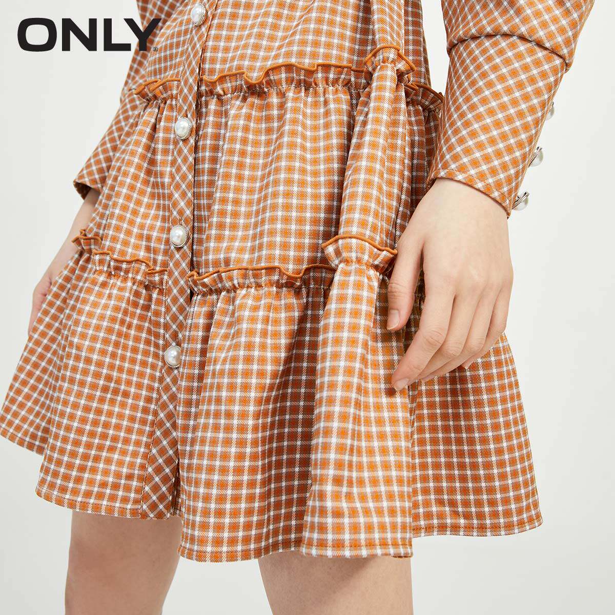 only春季新款甜美短款长袖连衣裙 ONLYoutlets店连衣裙