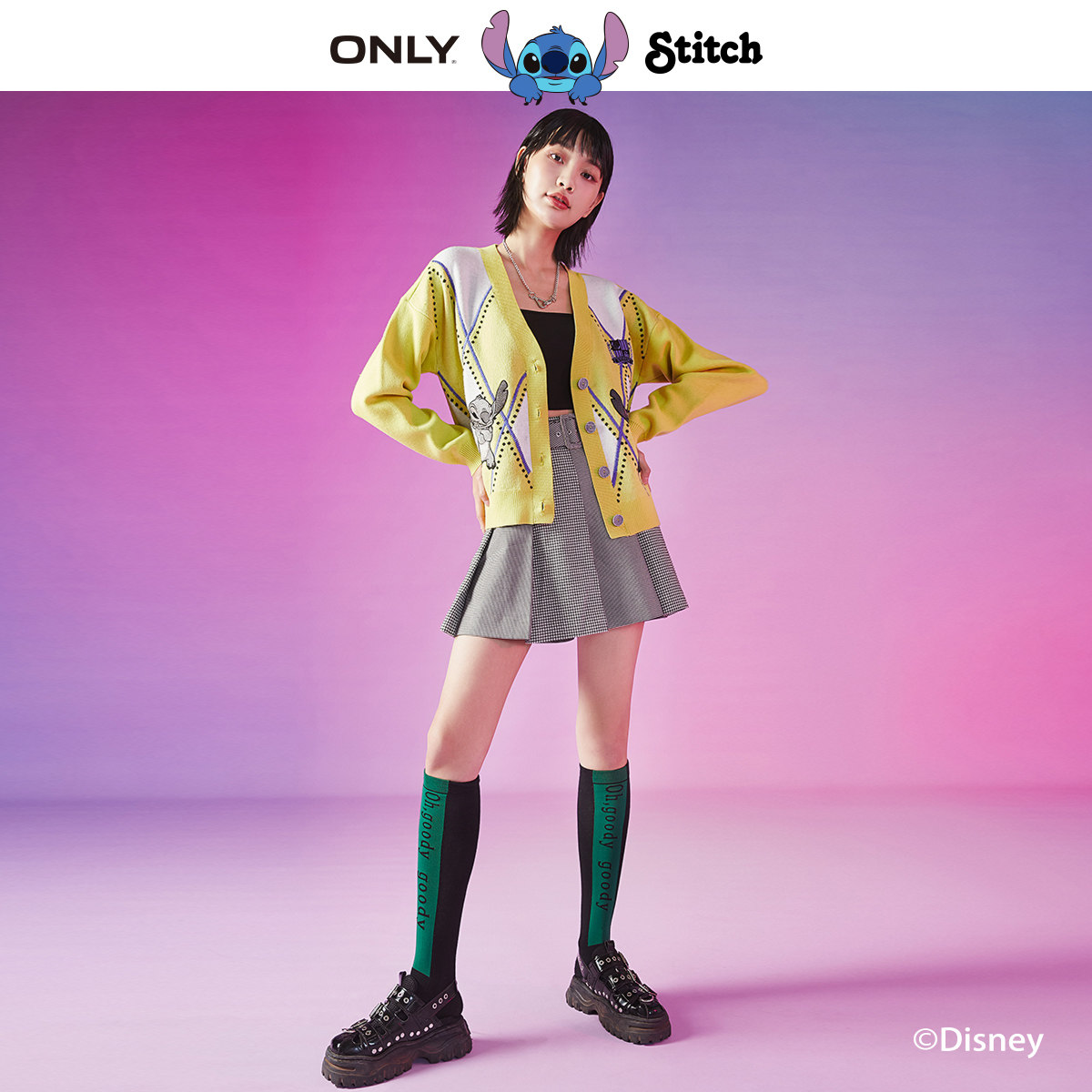 only2021迪士尼史迪奇联名女针织衫 ONLYoutlets店毛针织衫