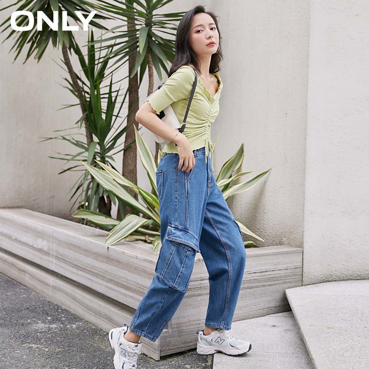 only奥莱春季高腰宽松显瘦裤牛仔裤 ONLYoutlets店牛仔裤