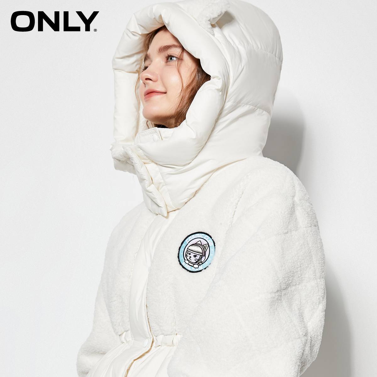 only奥莱冬季新款90毛绒拼接白鸭绒 ONLYoutlets店羽绒服