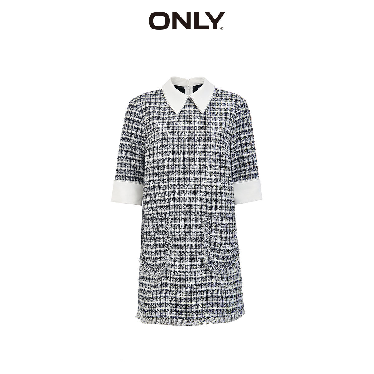 only奥莱冬季新款小香风格子连衣裙 ONLYoutlets店连衣裙