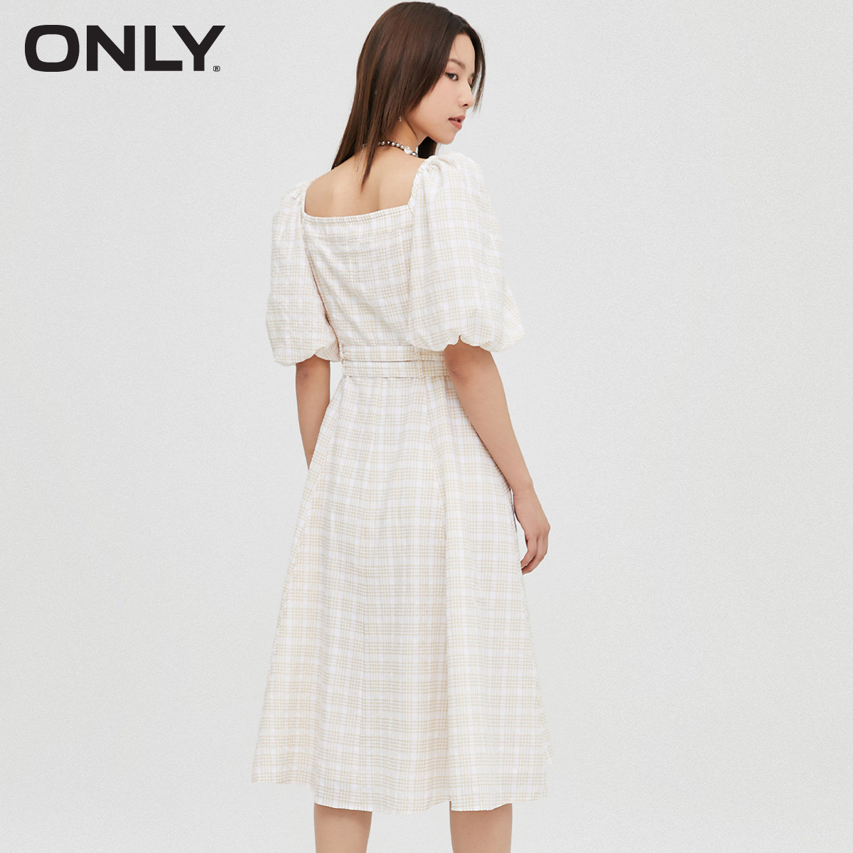 only奥莱春季新款气质格纹连衣裙 ONLYoutlets店连衣裙