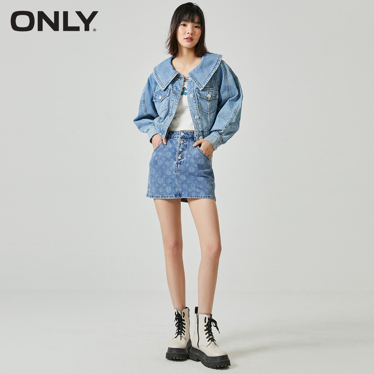 only2021冬季新款气质娃娃领风衣 ONLYoutlets店短外套