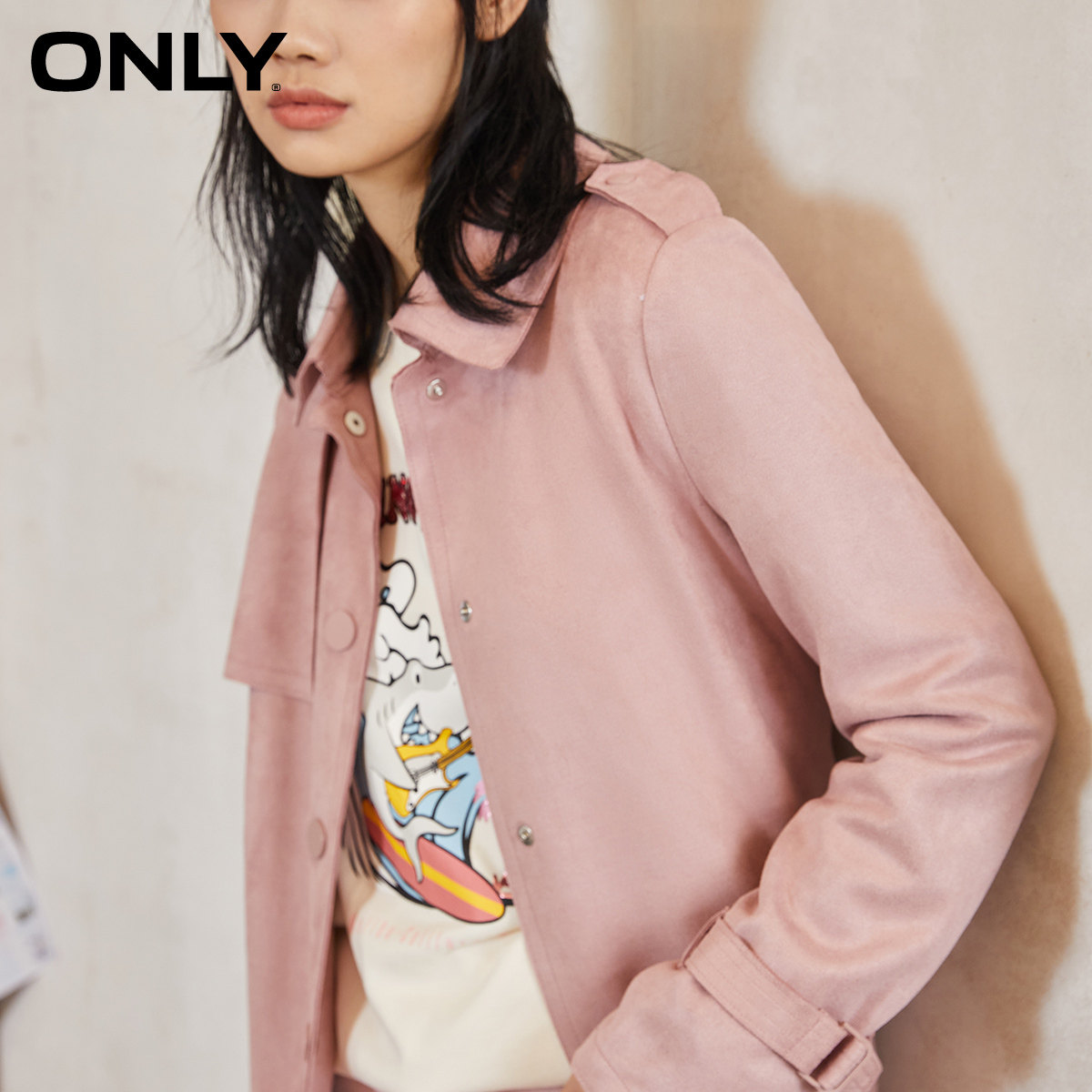 only2020气质英伦风中长款格子风衣 ONLYoutlets店风衣