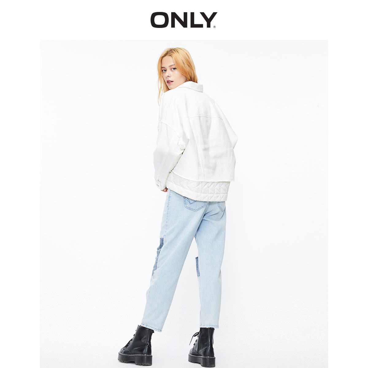 only奥莱清仓秋季新款拼接牛仔棉服 ONLYoutlets店风衣