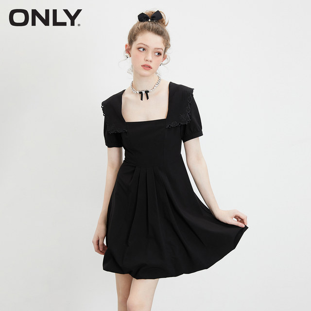 ONLY embroidered square neck short dress