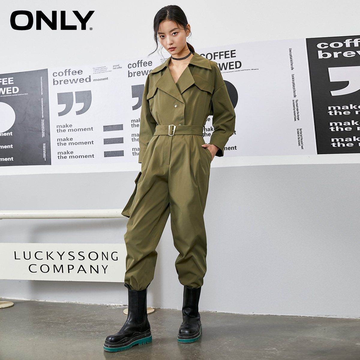 only冬季新款工装风设计长袖连体裤 ONLYoutlets店休闲裤