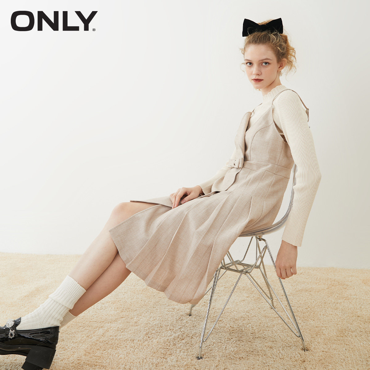 only春季新款蝴蝶结针织打底腰带 ONLYoutlets店连衣裙