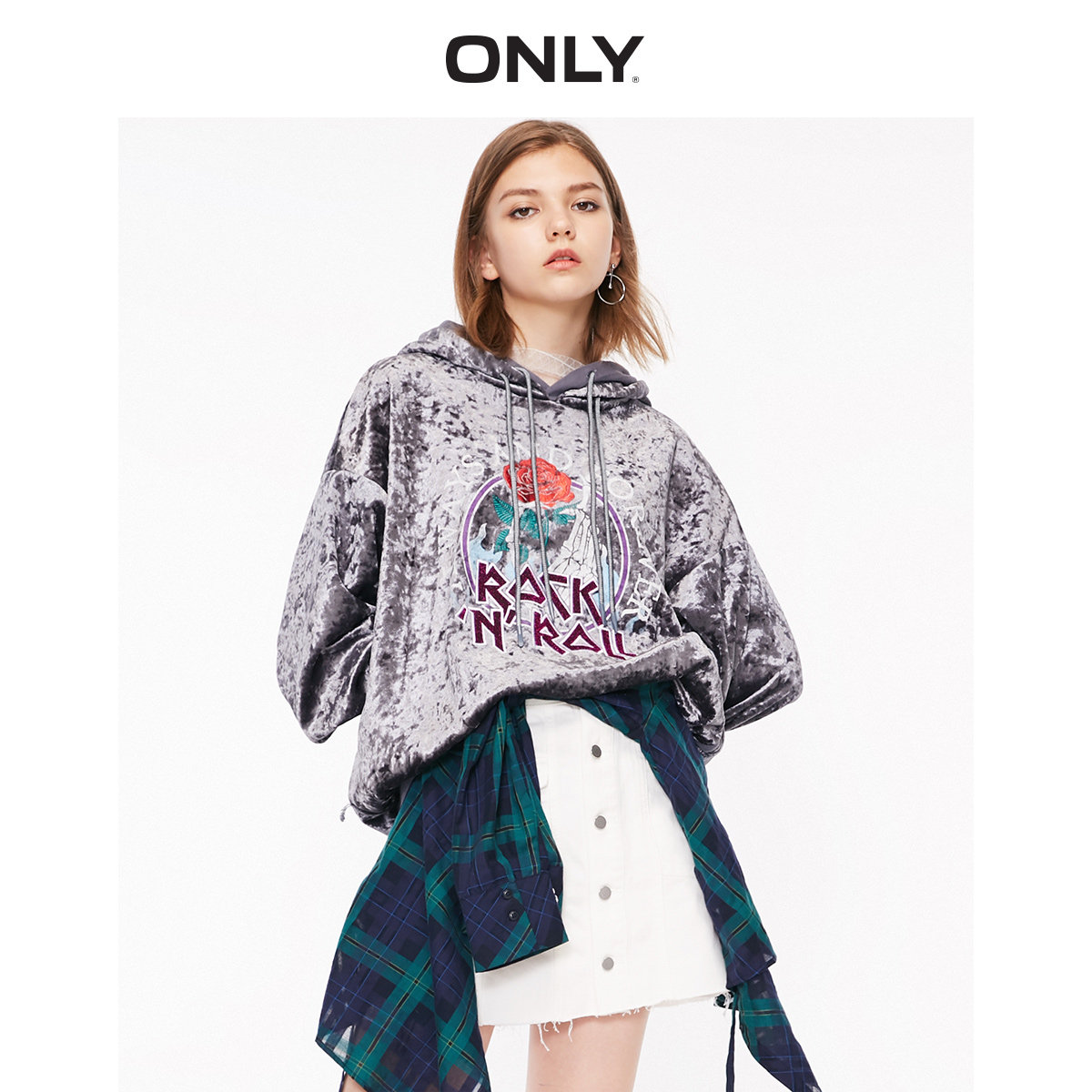 only奥莱清仓秋季新款带帽宽松卫衣 ONLYoutlets店卫衣/绒衫