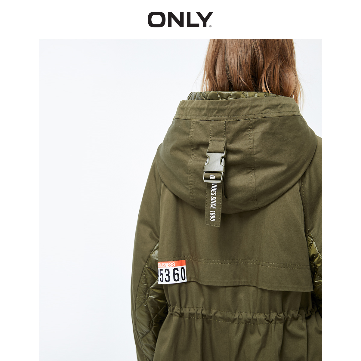 only奥莱纯色工装假两件女加厚棉服 ONLYoutlets店棉衣/棉服