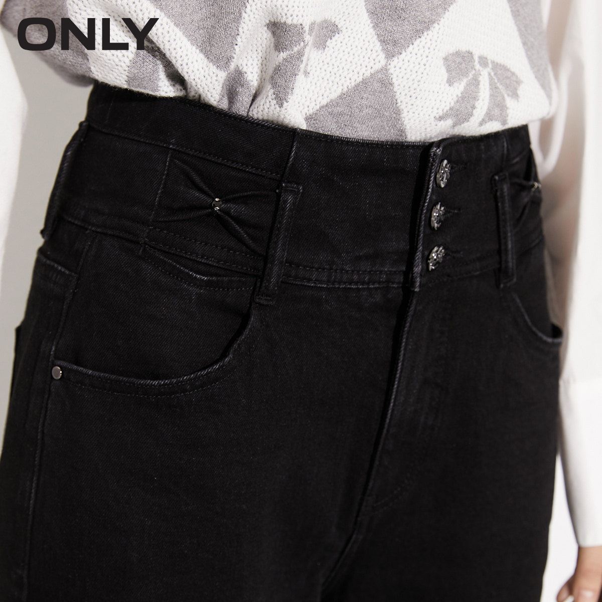 only奥莱春季新款高腰哈伦牛仔裤 ONLYoutlets店牛仔裤