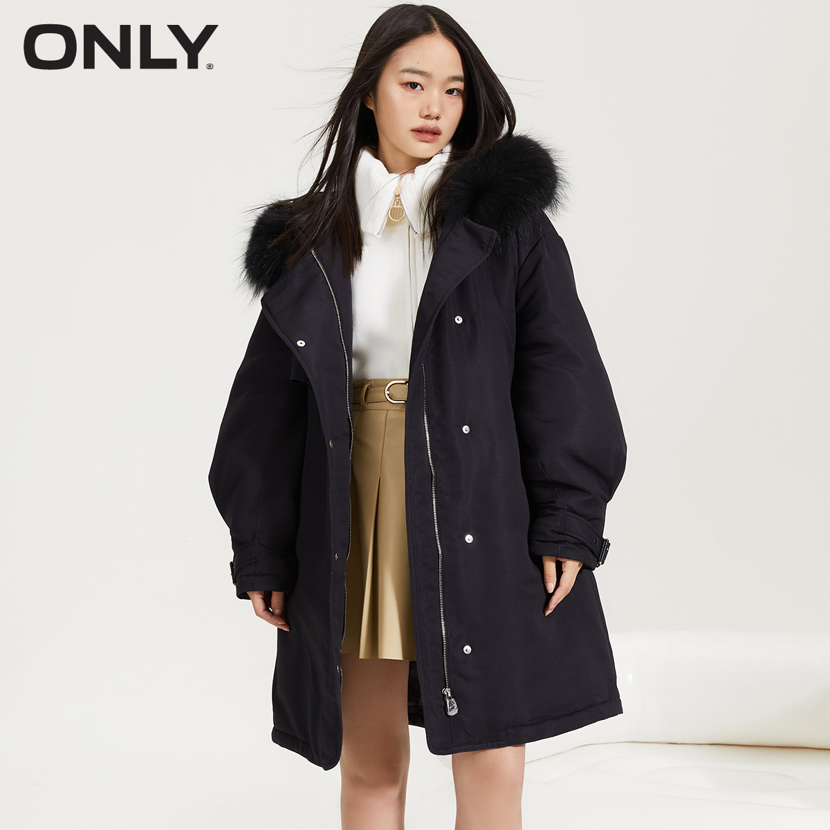 only2021冬季新款90绒大毛领羽绒服 ONLYoutlets店羽绒服