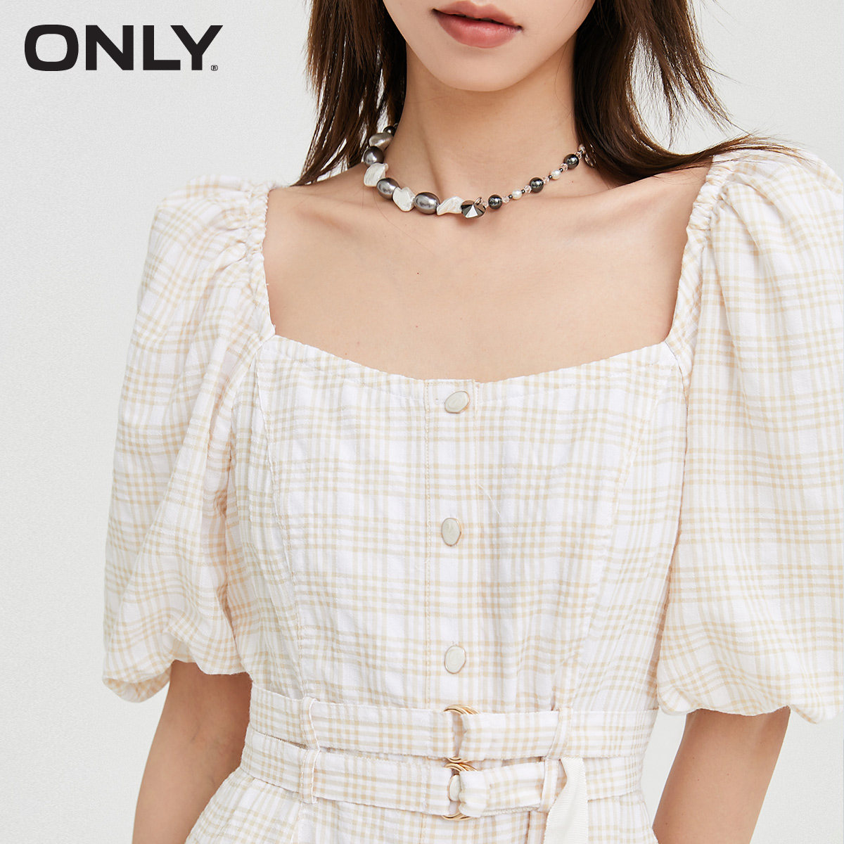 only奥莱春季新款气质格纹连衣裙 ONLYoutlets店连衣裙