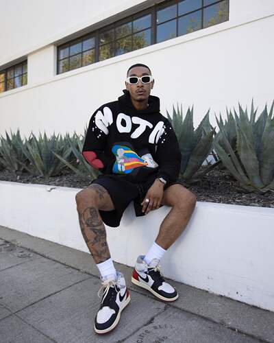 CPFM KID CUDI彩虹发泡字母涂鸦卫衣高街美式休闲连帽衫侃爷同款 - 图1