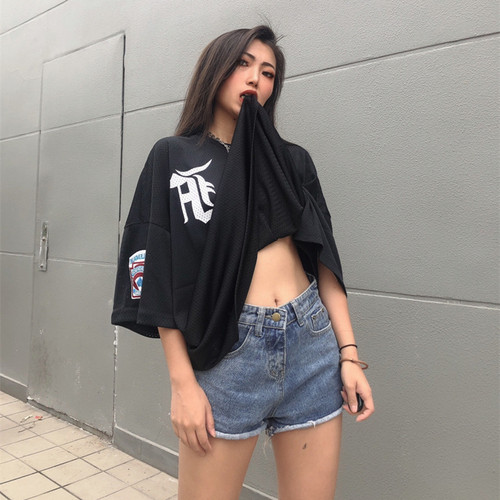 FG潮牌第五季主线网眼短袖袖章宽松男女比伯同款高街美式休闲T恤 - 图1